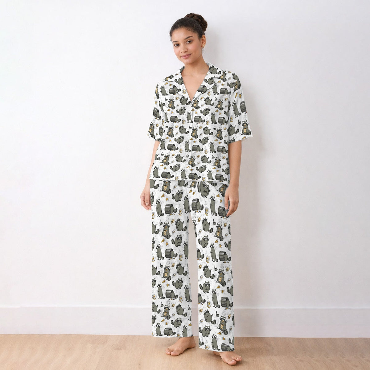 Raccoon Snack Trash Can Pajama Set