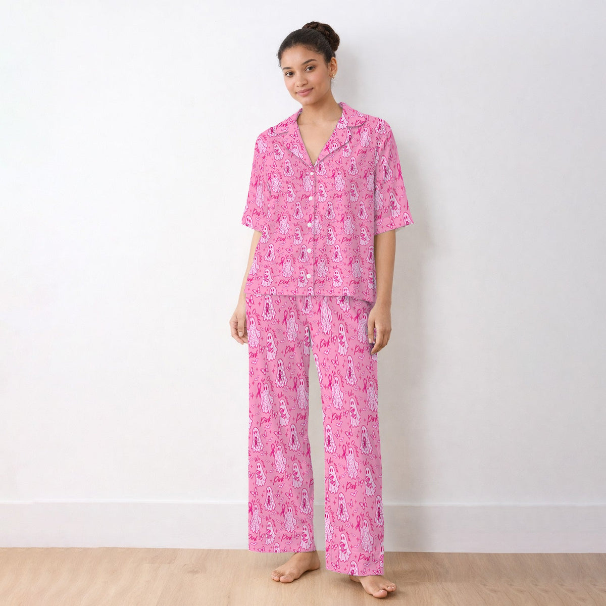 Pink Ribbon Ghost Pajama Set