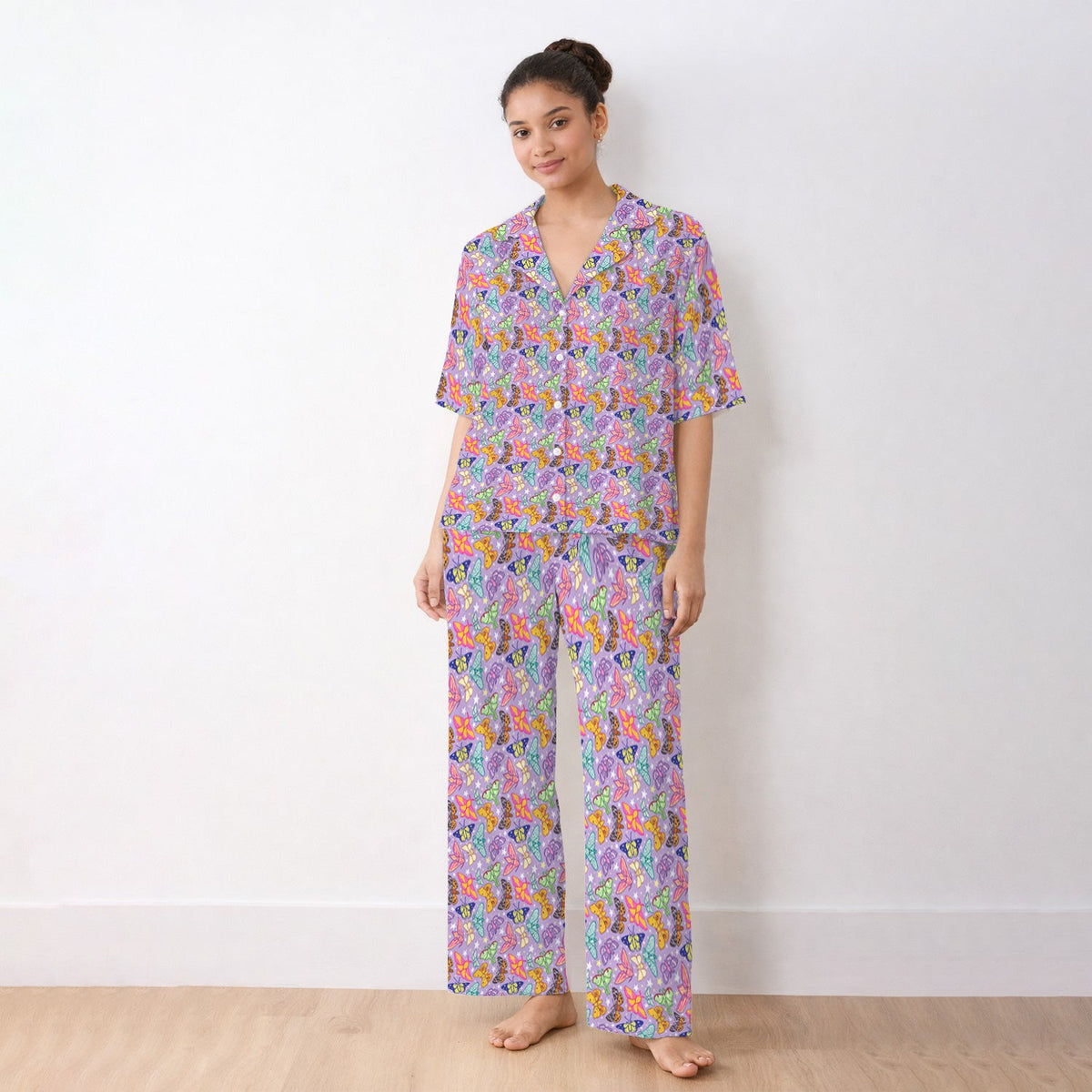 Colorful Butterfly Moth Garden Pajama Set