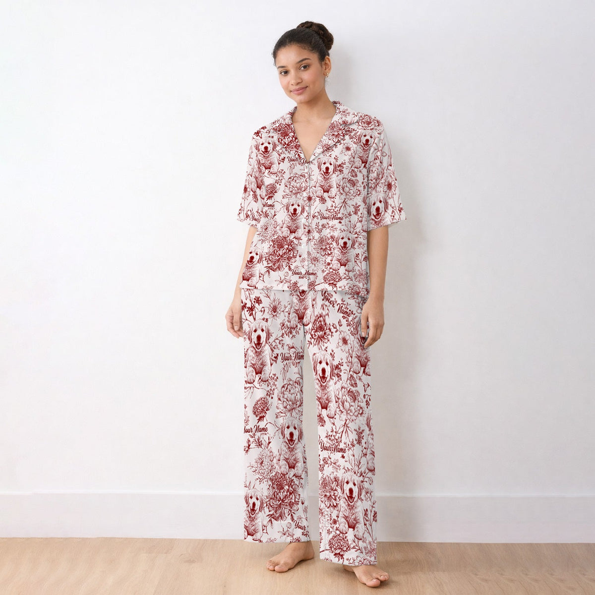 Personalized Pet Photo Floral Pajama Set