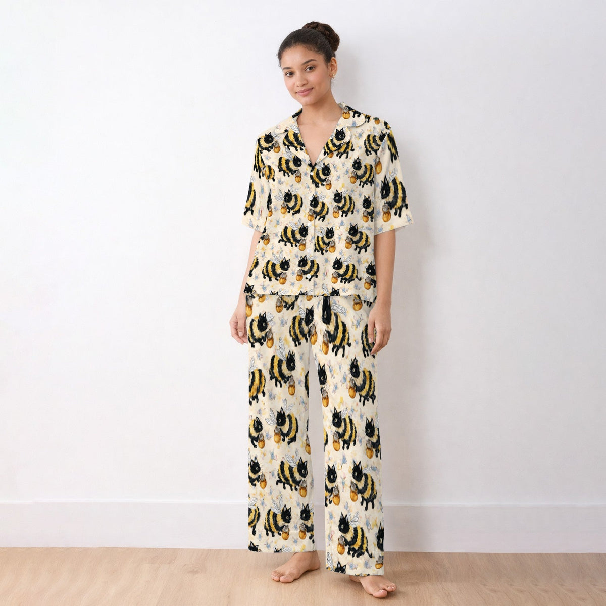 Adorable Bumblebee Cat Honey Jar Pajama Set