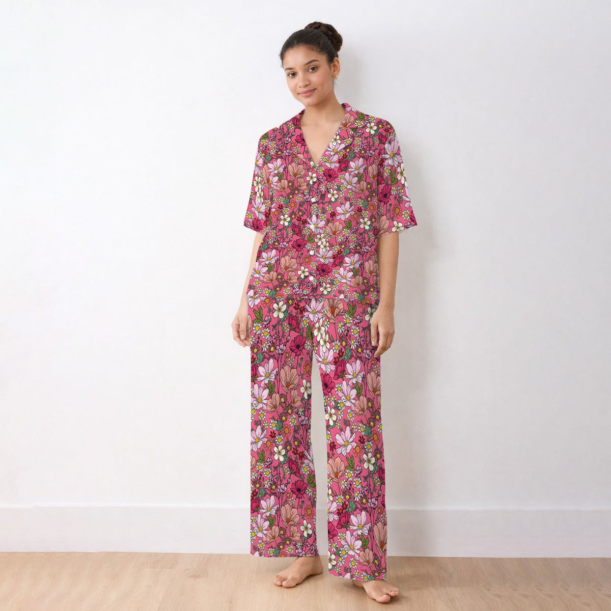Pink Daisy Wildflower Pajama Set