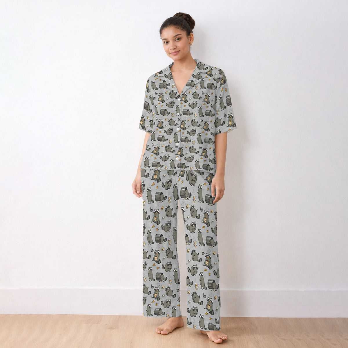 Raccoon Snack Trash Can Pajama Set