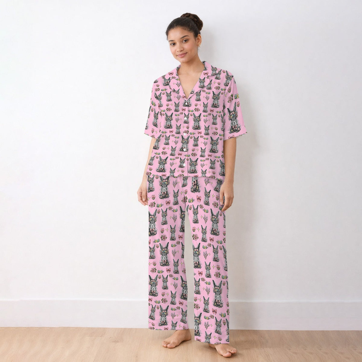 Vintage Floral Bunny Pajama Set - Easter Gift For Nurse