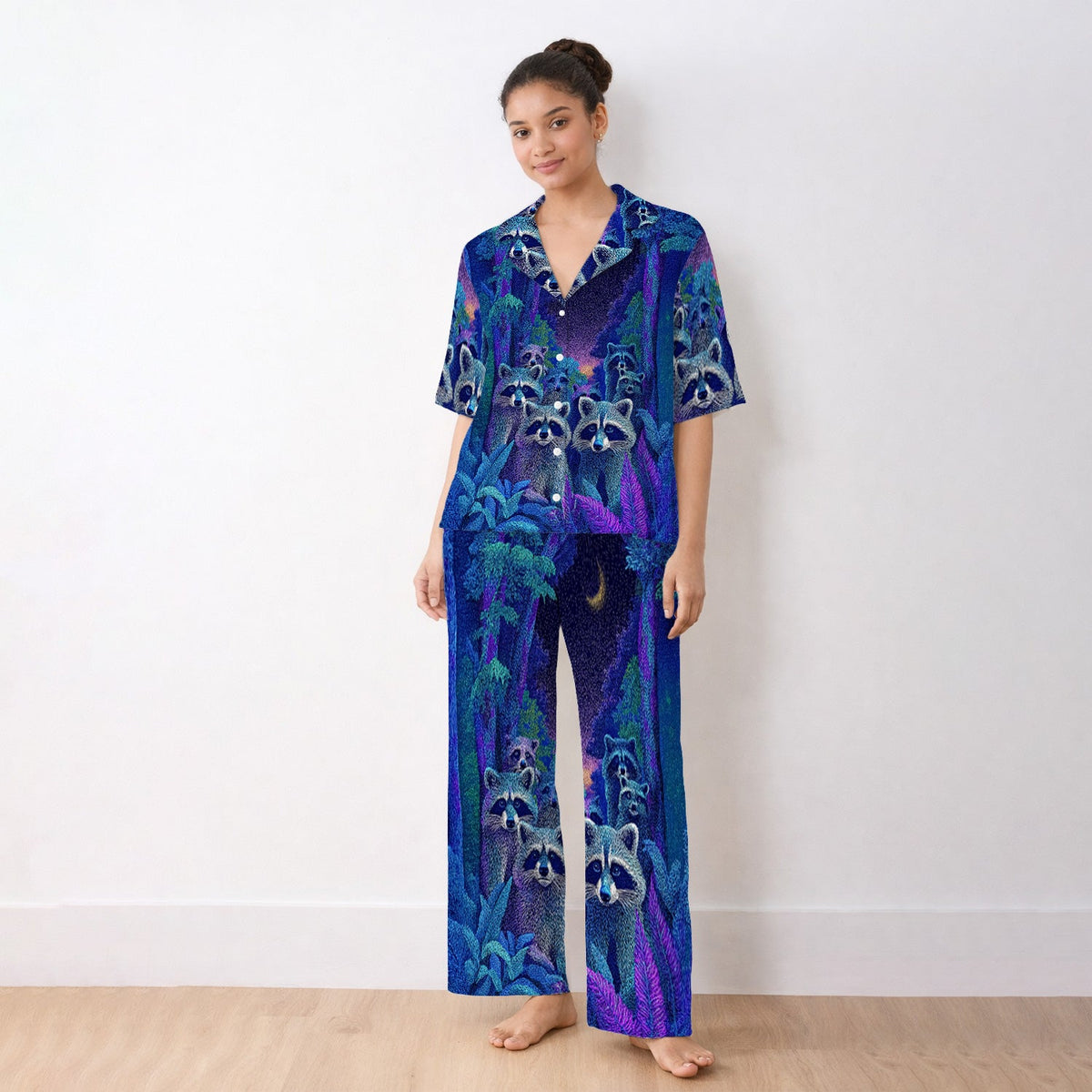 Moonlit Raccoon Pajama Set