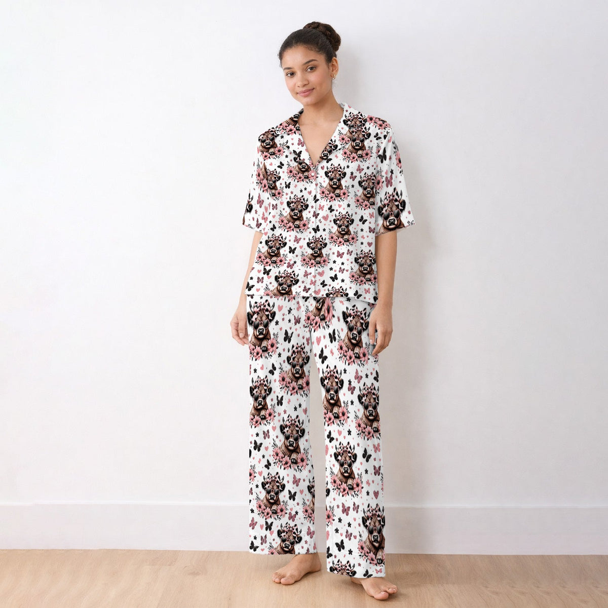 Cow Heart Sunglasses Nurse Pajama Set