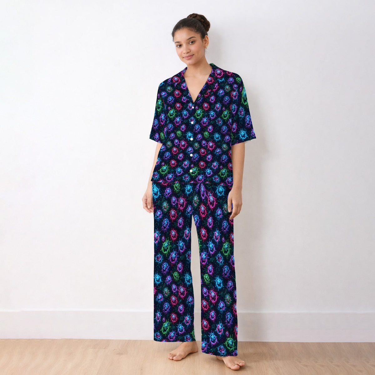 Colorful Neon Ladybug Pajama Set