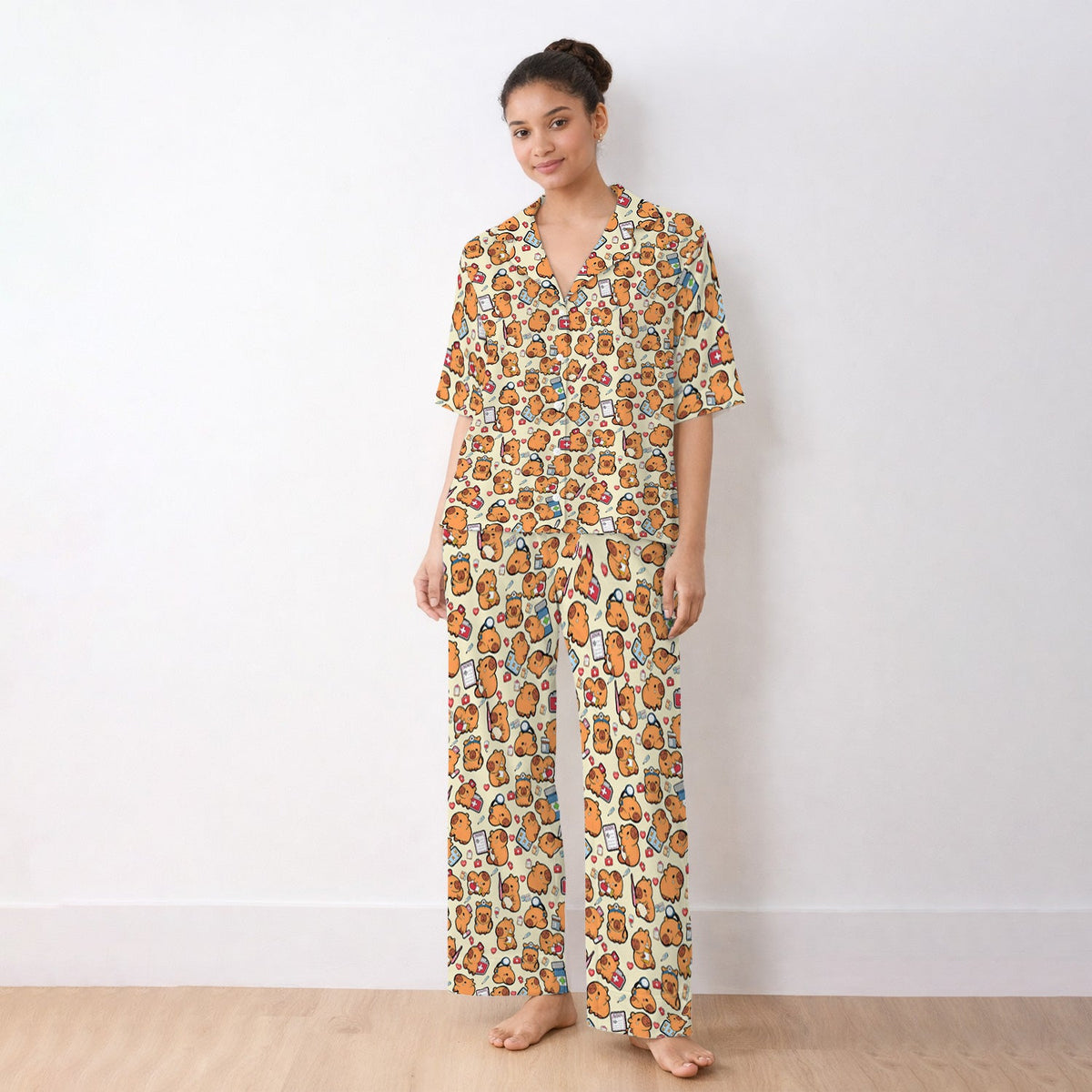 Capybara Stethoscope Medical Tools Nurse Pajama Set