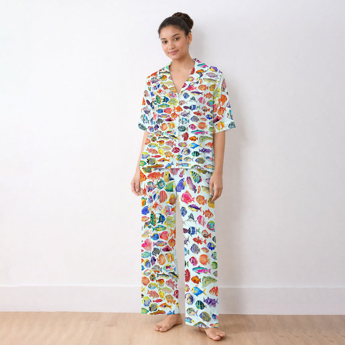 Colorful Tropical Fish Print Pajama Set
