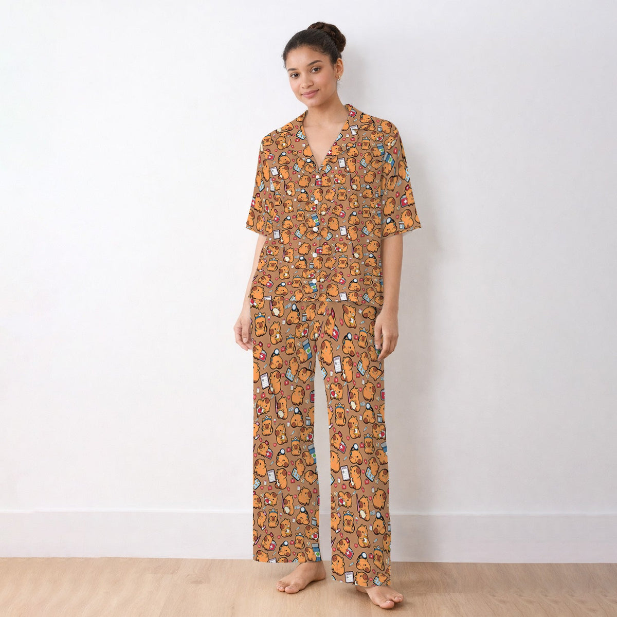 Capybara Stethoscope Medical Tools Nurse Pajama Set
