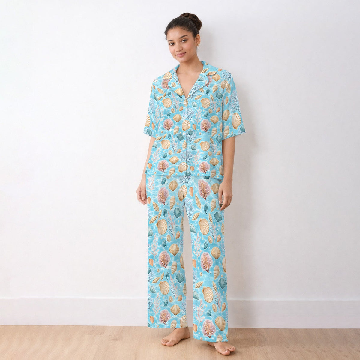 Coastal Seashell And Coral Reef Pajama Set