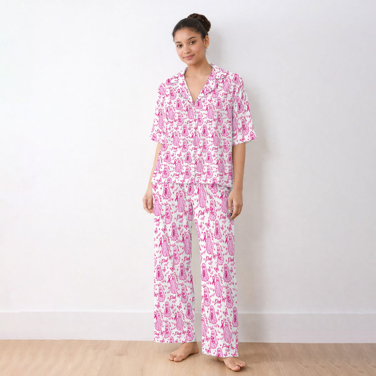 Pink Ribbon Ghost Pajama Set