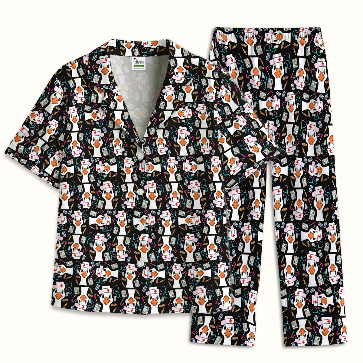 Duck Wearing Hat With Medical Tools Pajama Set
