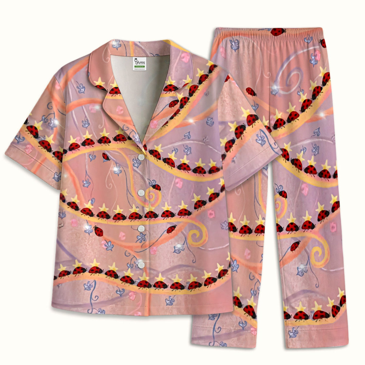 Ladybug Star Vine Swirl Pajama Set