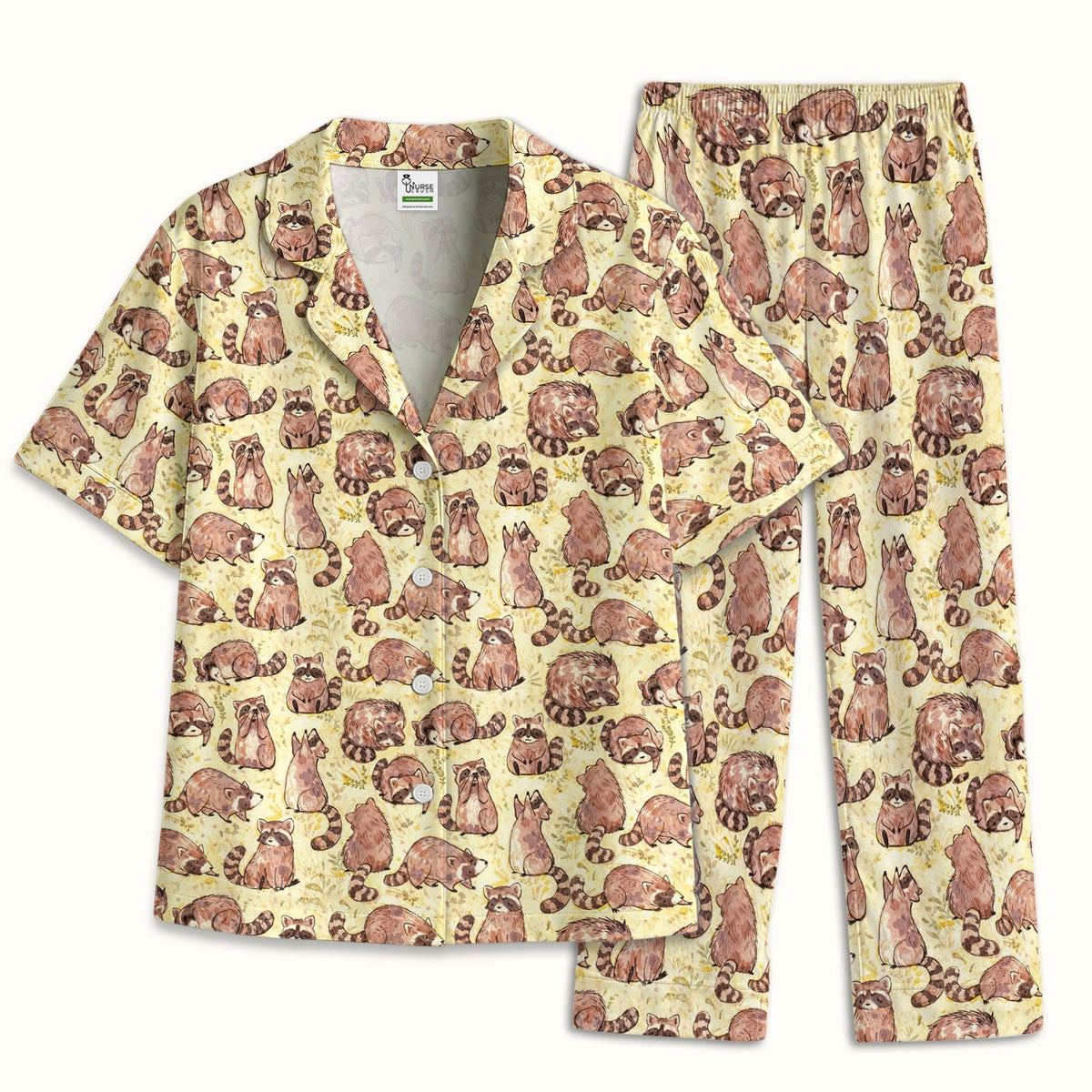 Raccoon Woodland Nurse Pajama Set