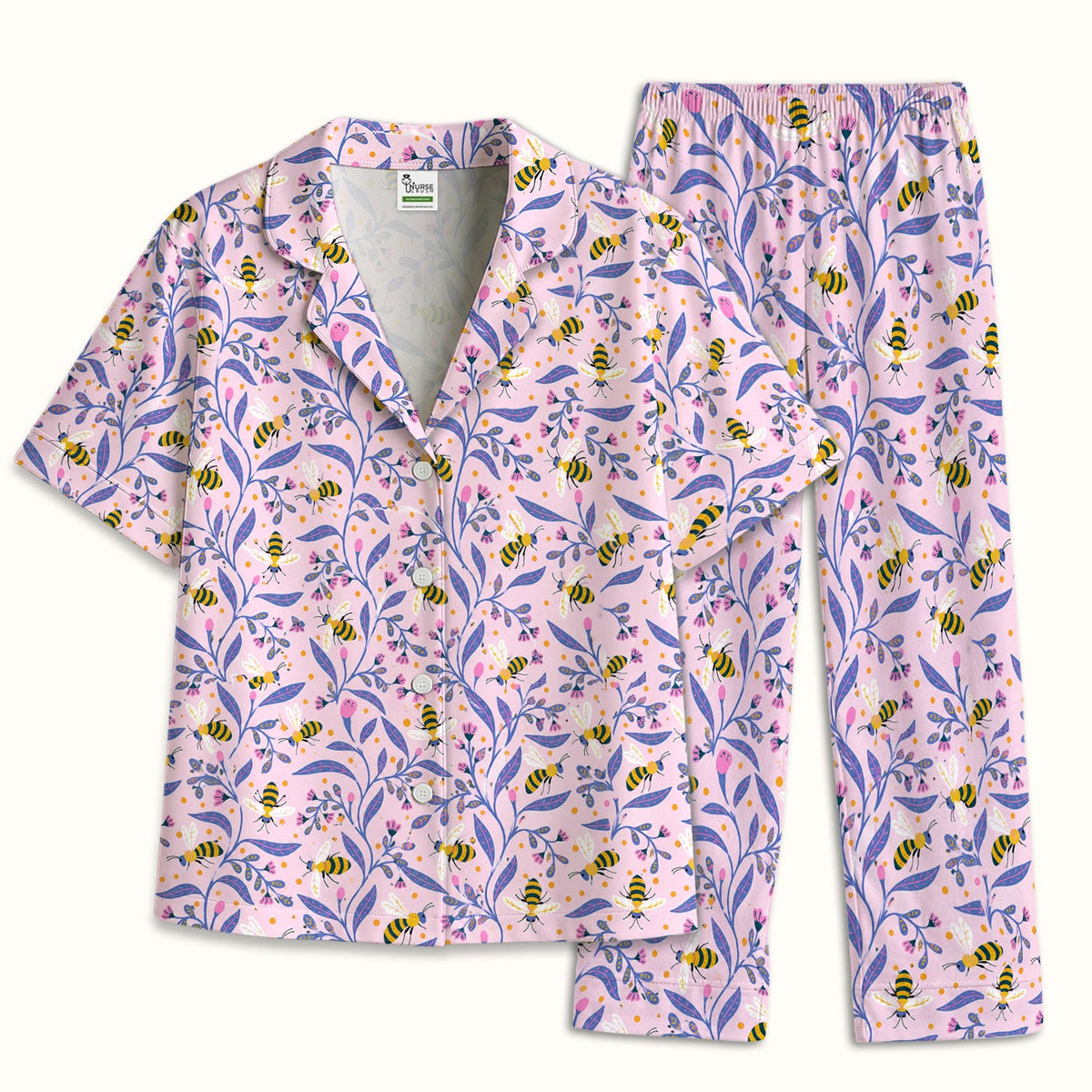 Cute Bumble Bee Floral Pajama Set