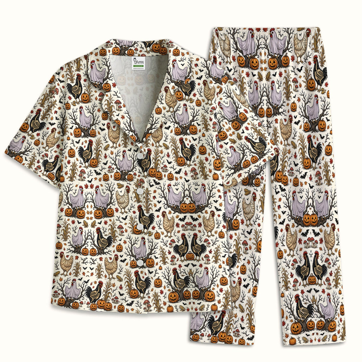 Skeleton Chickens Pajama Set - Halloween Gift For Nurse