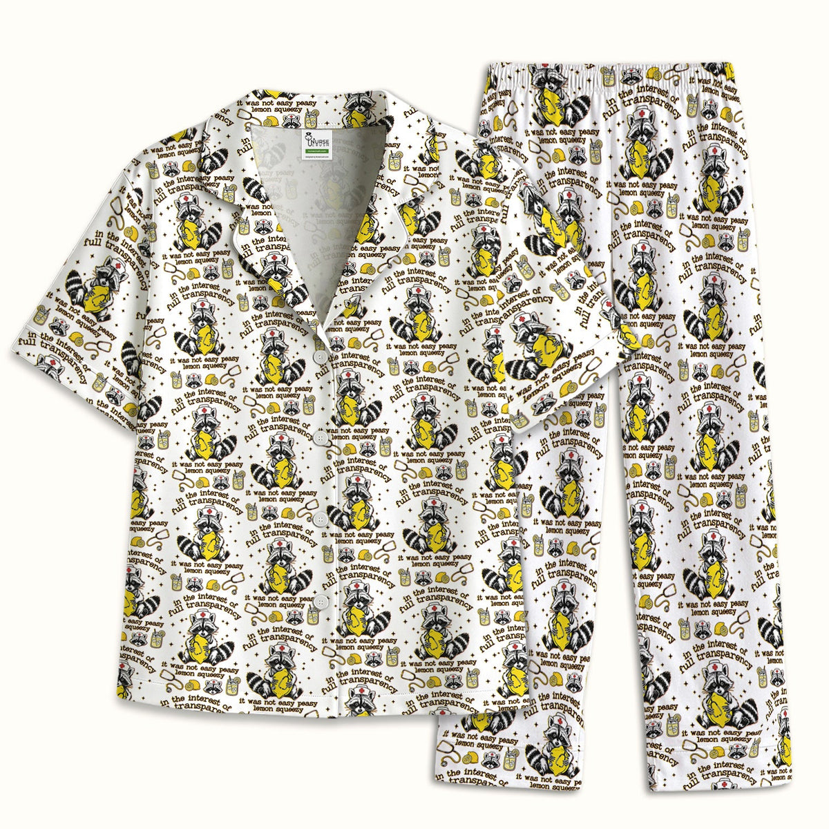 Raccoon Lemon Quote Pajama Set