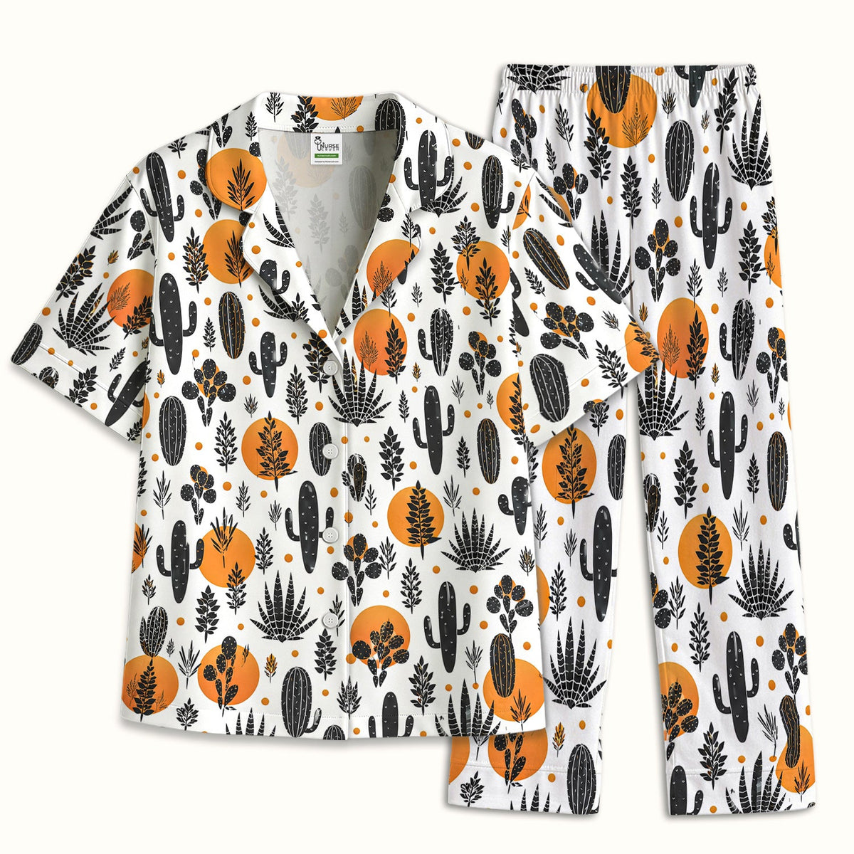 Desert Cactus Orange Sun Nurse Pajama Set