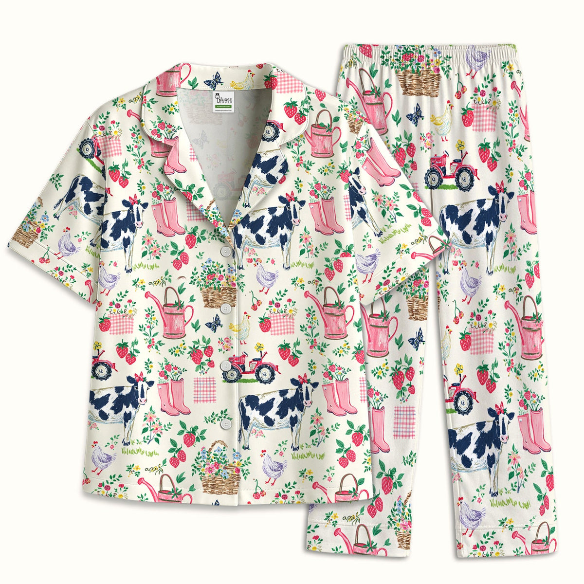 Strawberry Cow Country Style Pajama Set