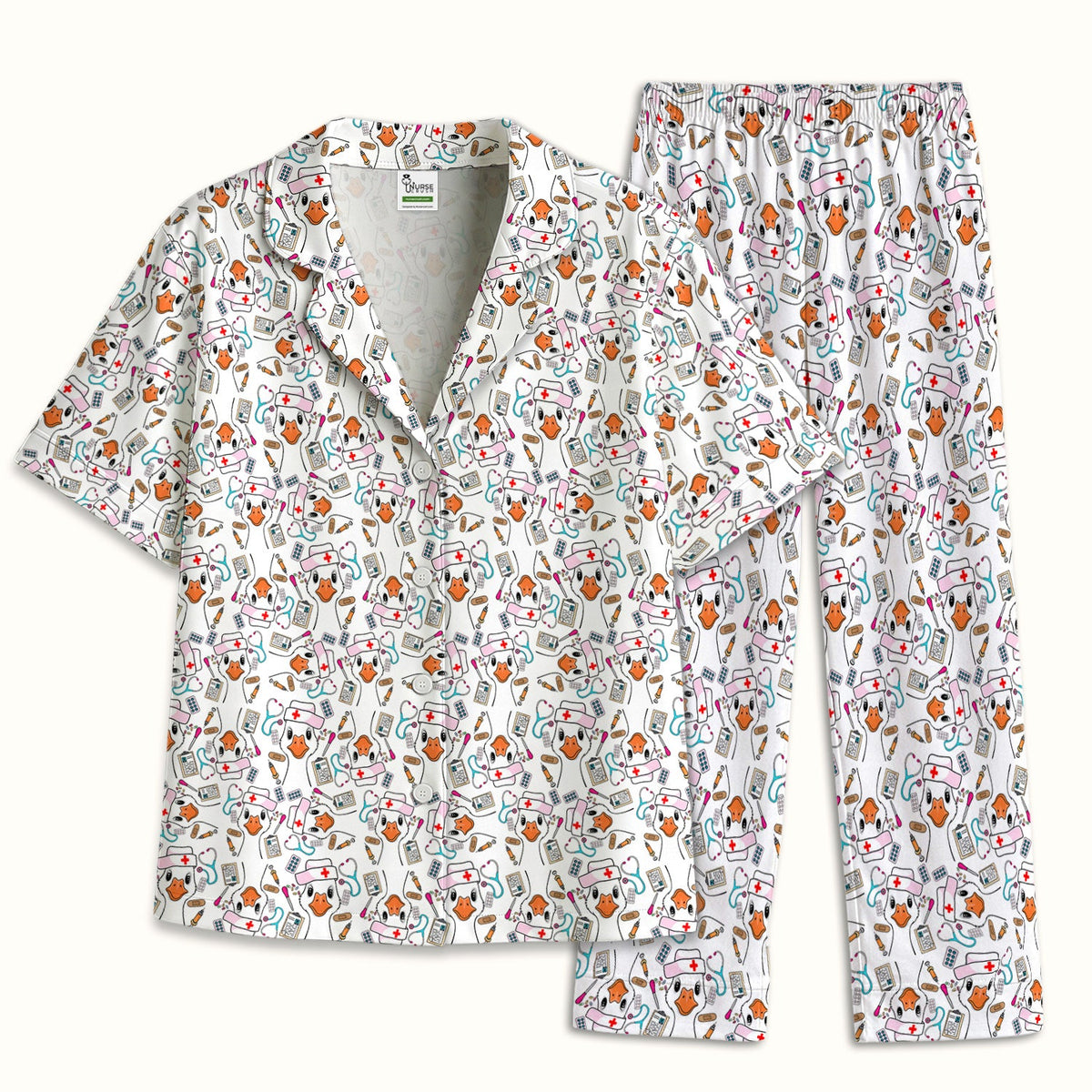Duck Wearing Hat With Medical Tools Pajama Set