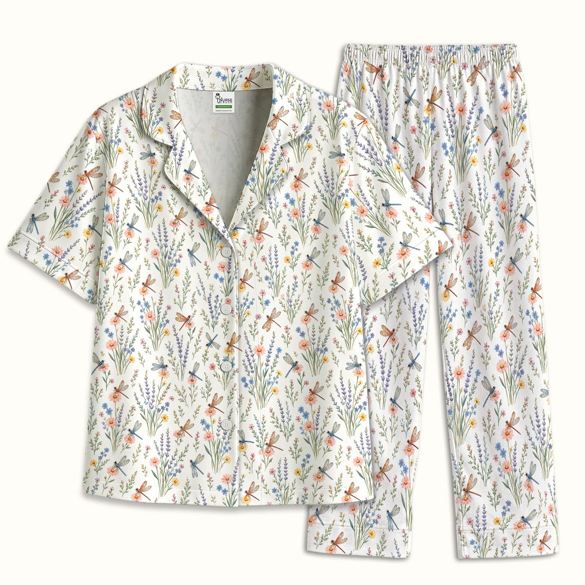 Dragonfly Wildflower Meadow Nurse Pajama Set