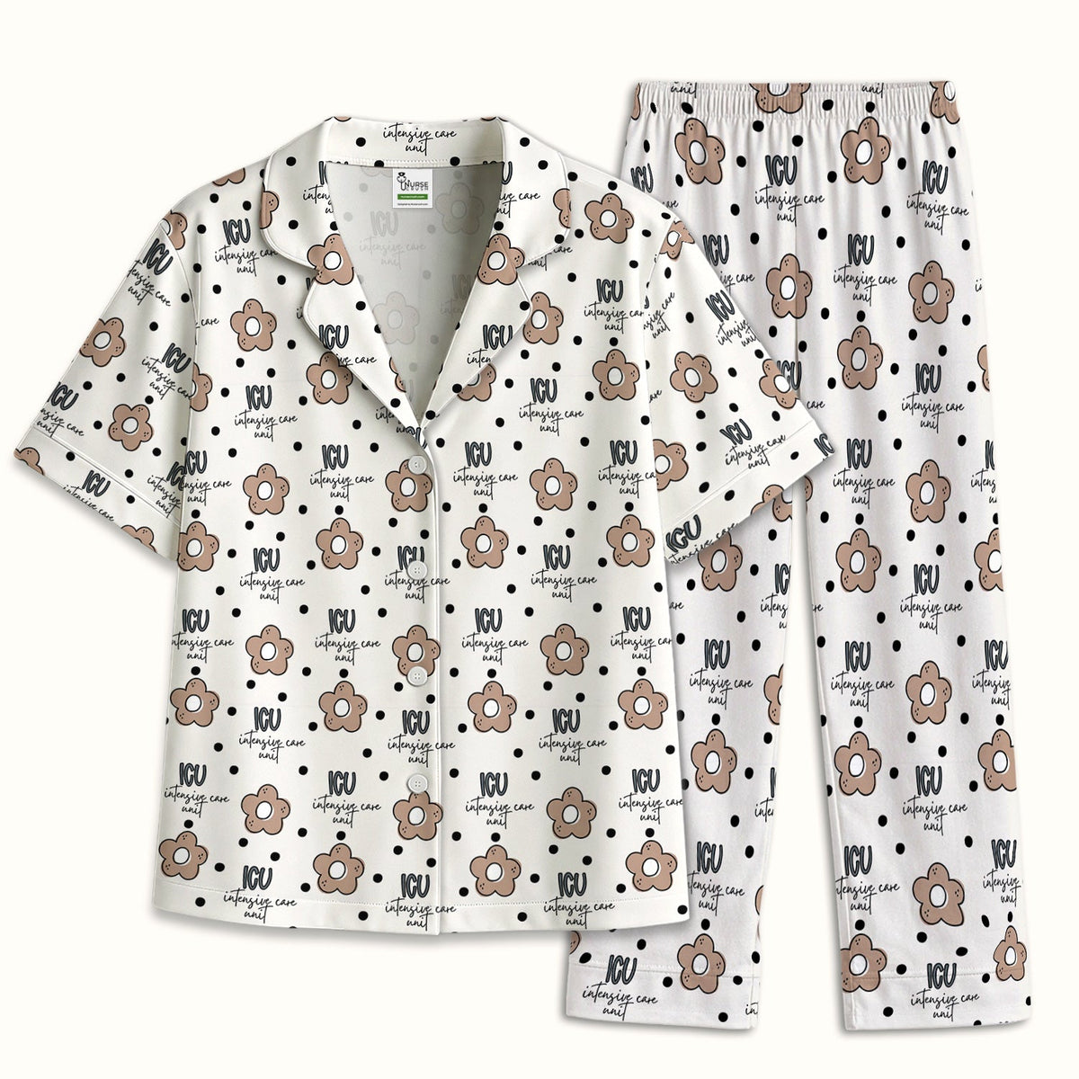 ICU Flower Polka Dot Pajama Set
