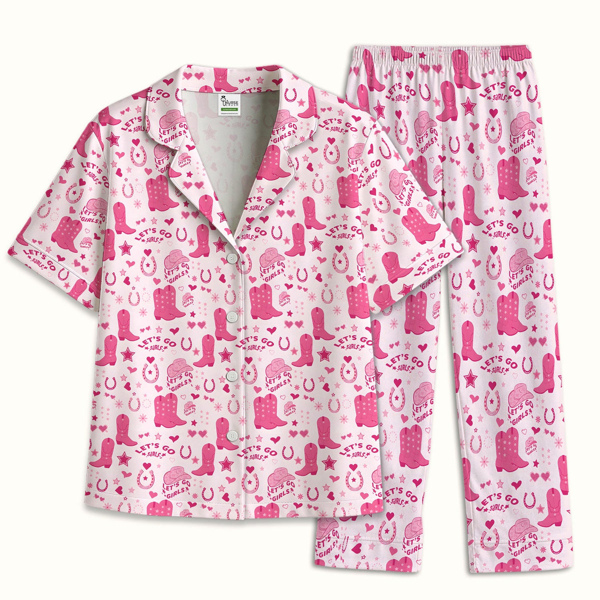 Pink Cowgirl Boots Pajama Set