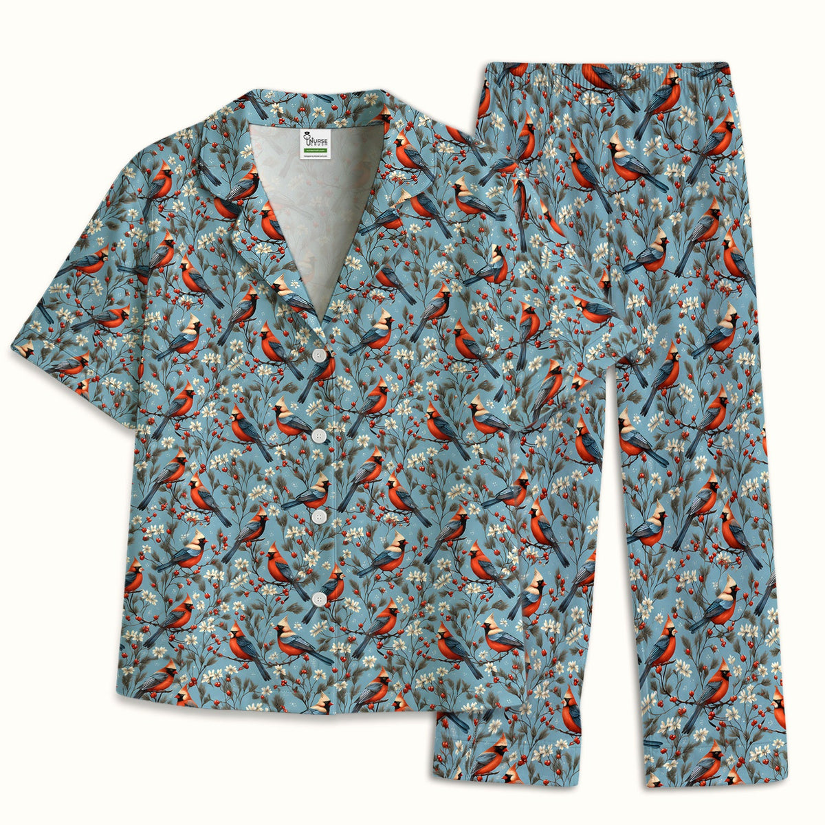 Cardinal Berry Blossom Nurse Pajama Set