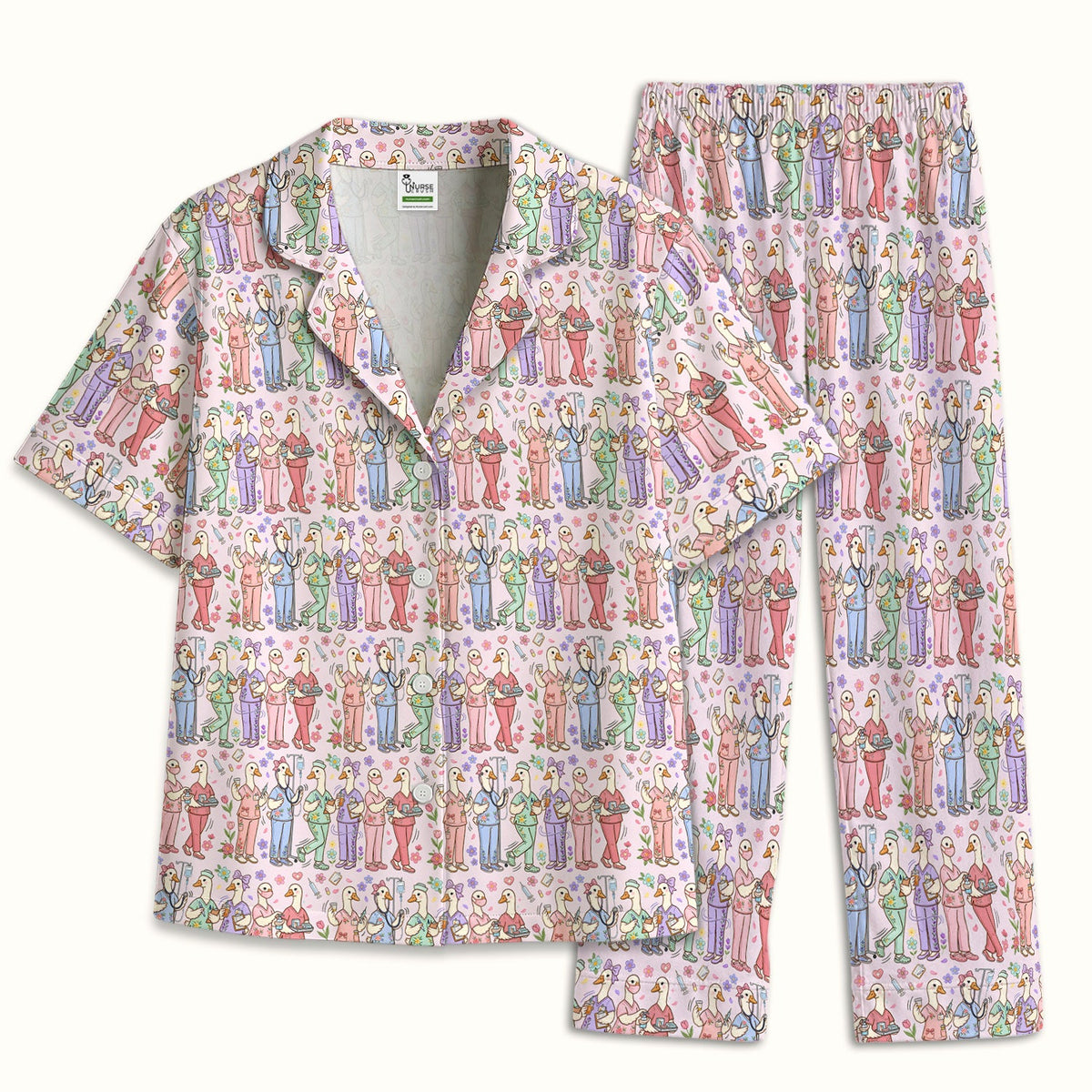 Goose Characters Floral Pajama Set