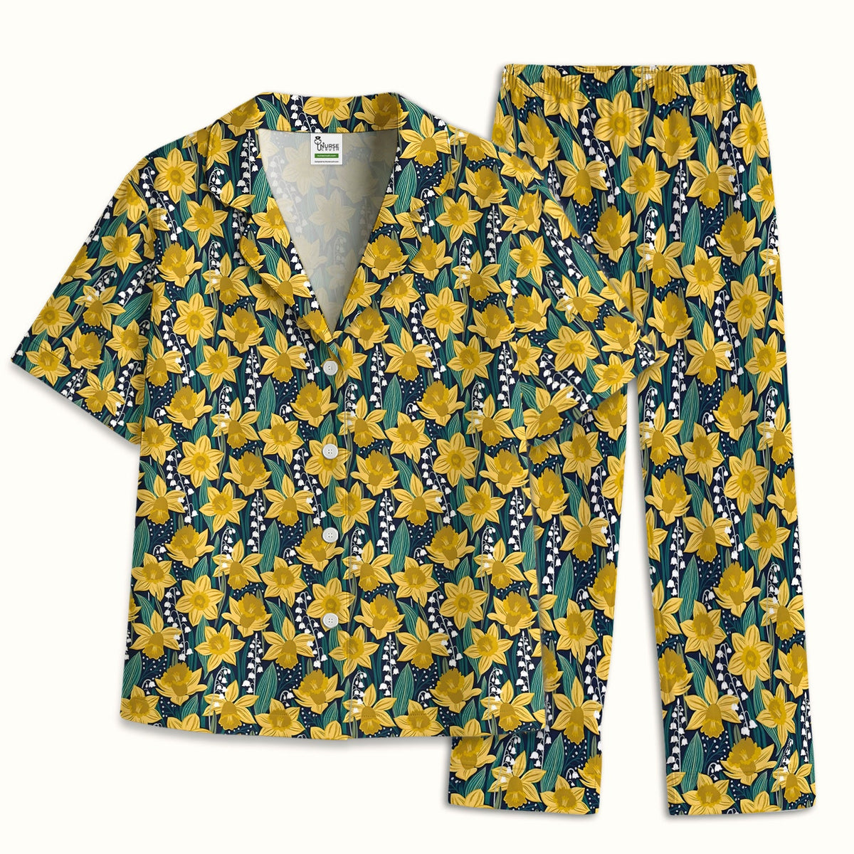 Yellow Daffodil Lily Valley Pajama Set