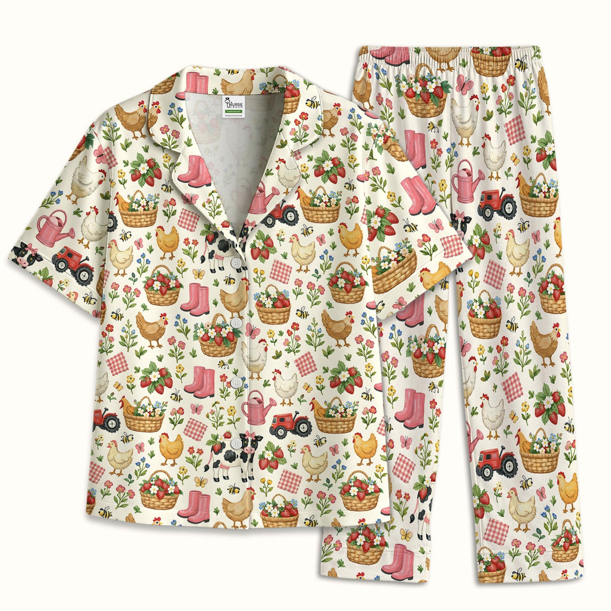 Whimsical Farm Animals Garden Pajama Set