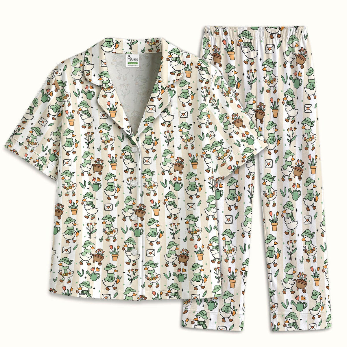 Gardening Duck Floral Pajama Set