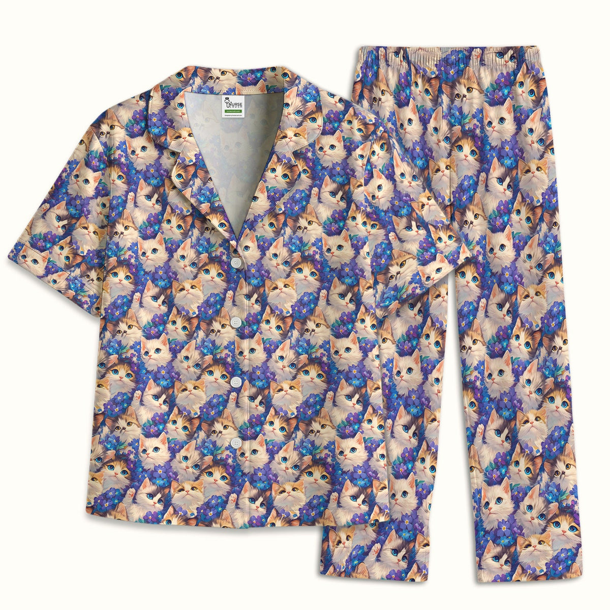 Cute Blue Eyed Kitten Pajama Set