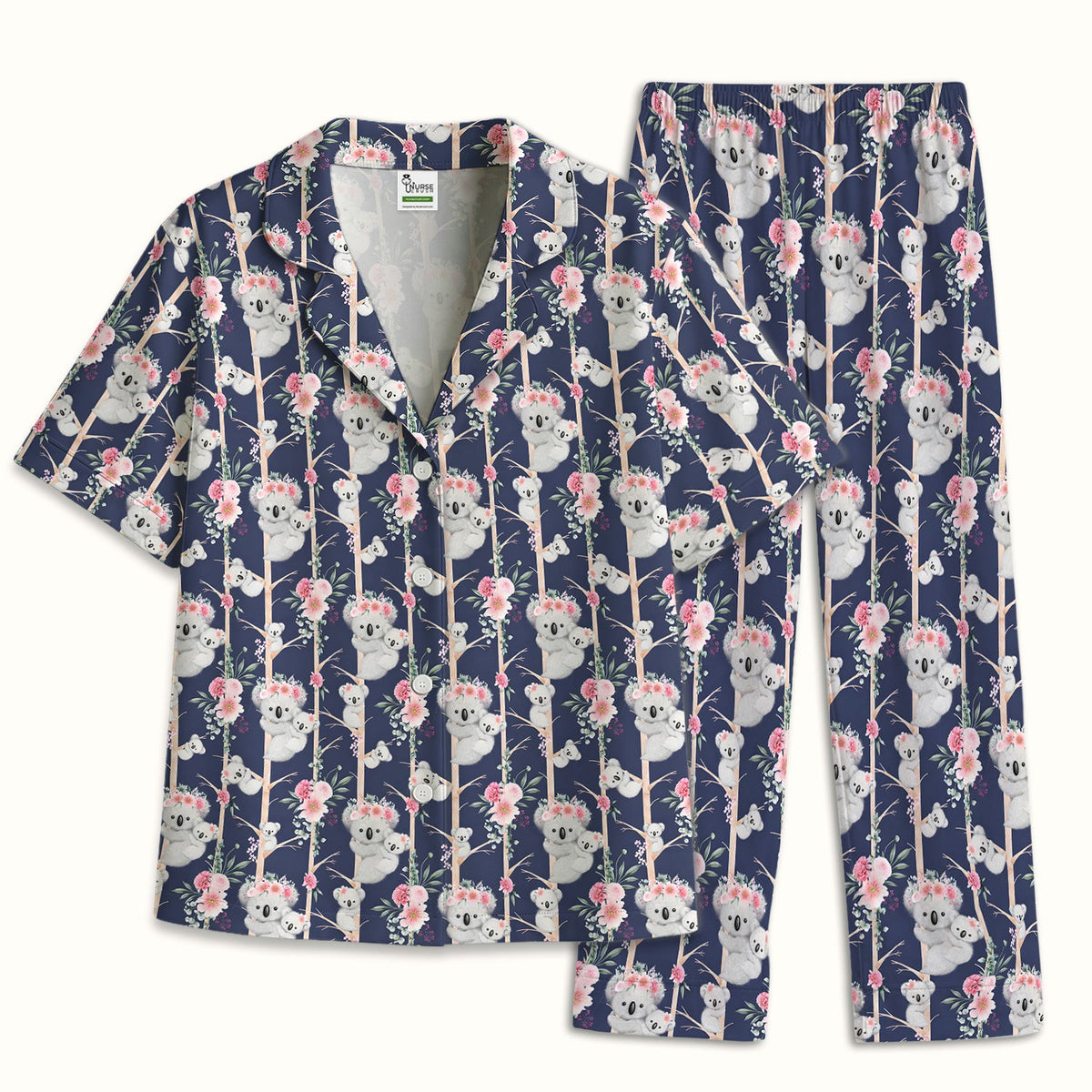 Koala Climbing Tree Blossom Pajama Set