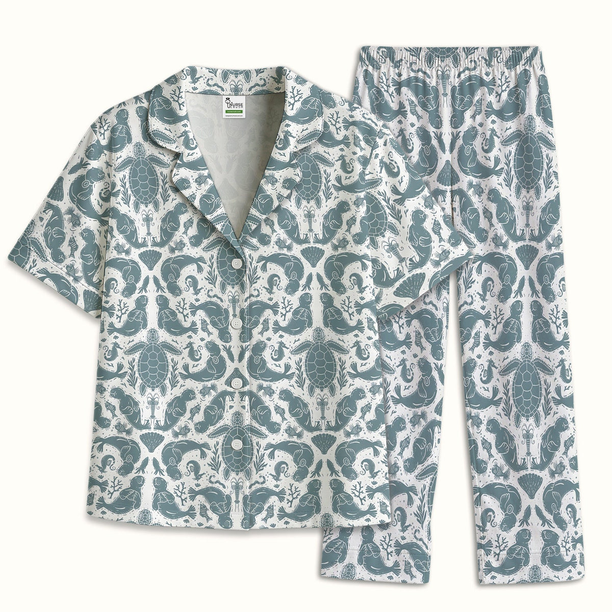 Ocean Sea Marine Life Nurse Pajama Set