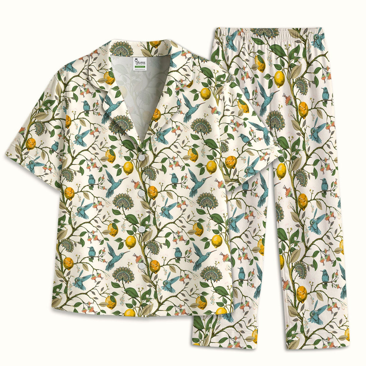 Hummingbird Lemon Floral Pajama Set