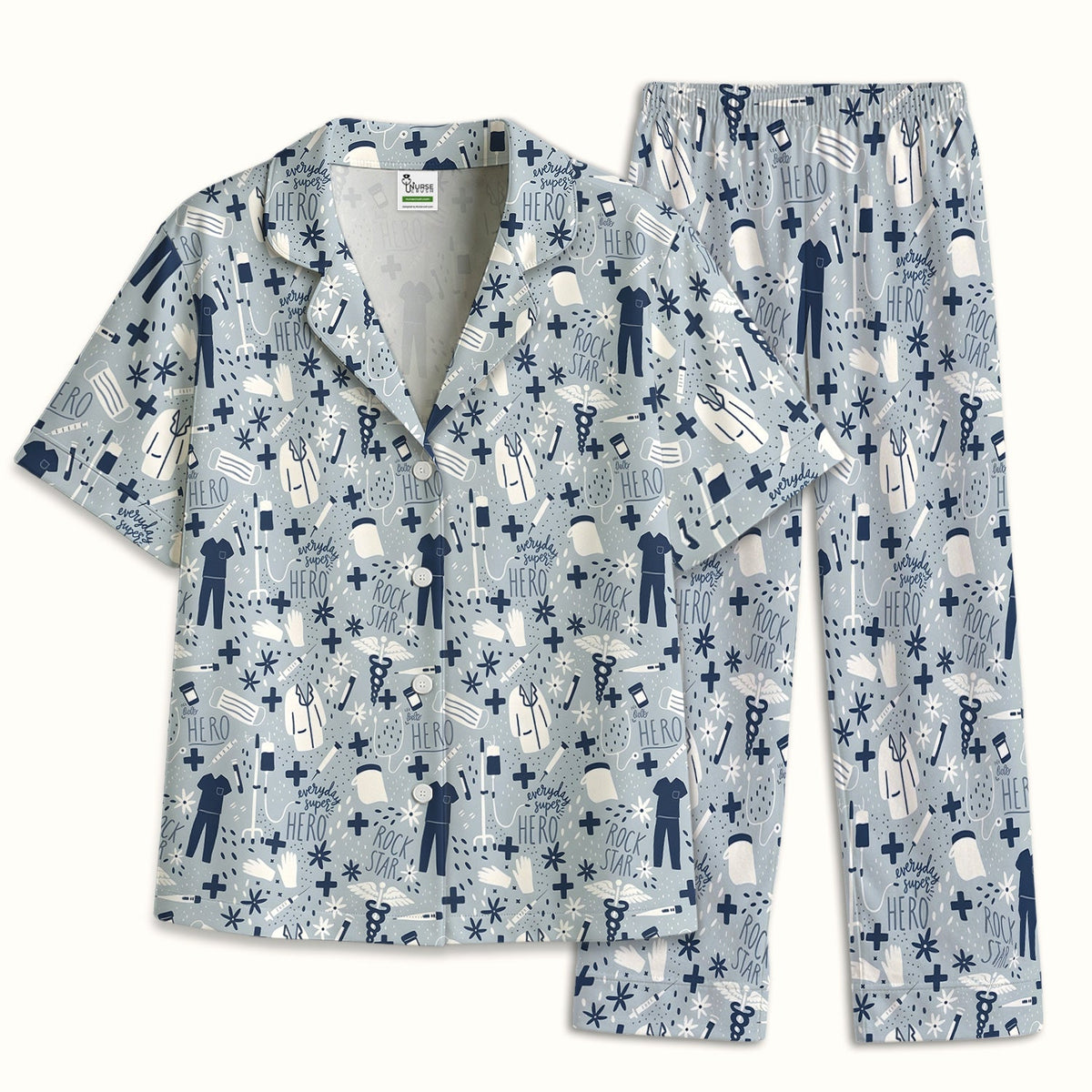 Nurse Quote Care Message Grey Teal Pajama Set
