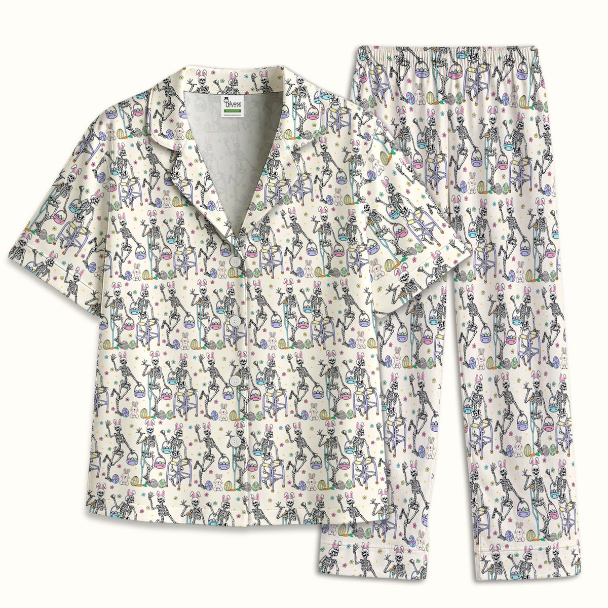 Fun Skeleton Bunny Pajama Set - Easter Gift For Nurse