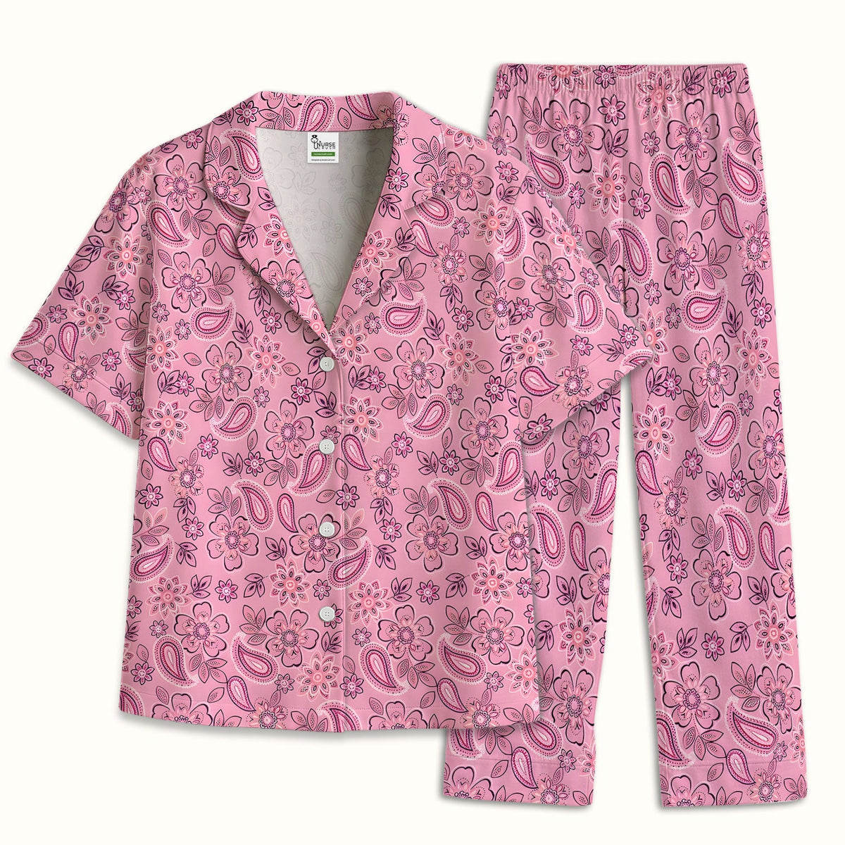 Pink Paisley Floral Pajama Set