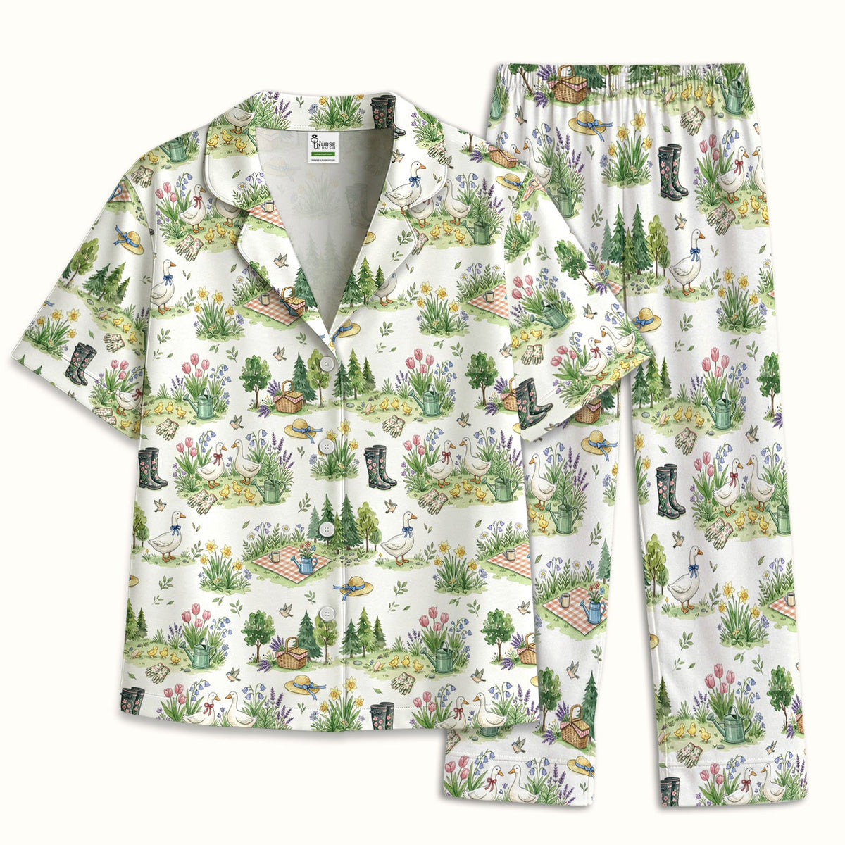 Duck Garden Nurse Pajama Set