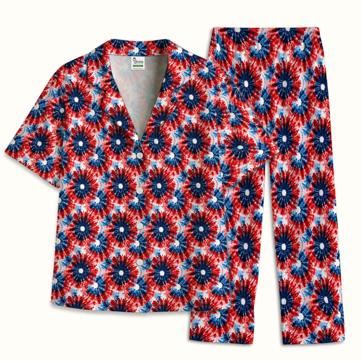 Nurse Tie Dye Firework Burst Pajama Set