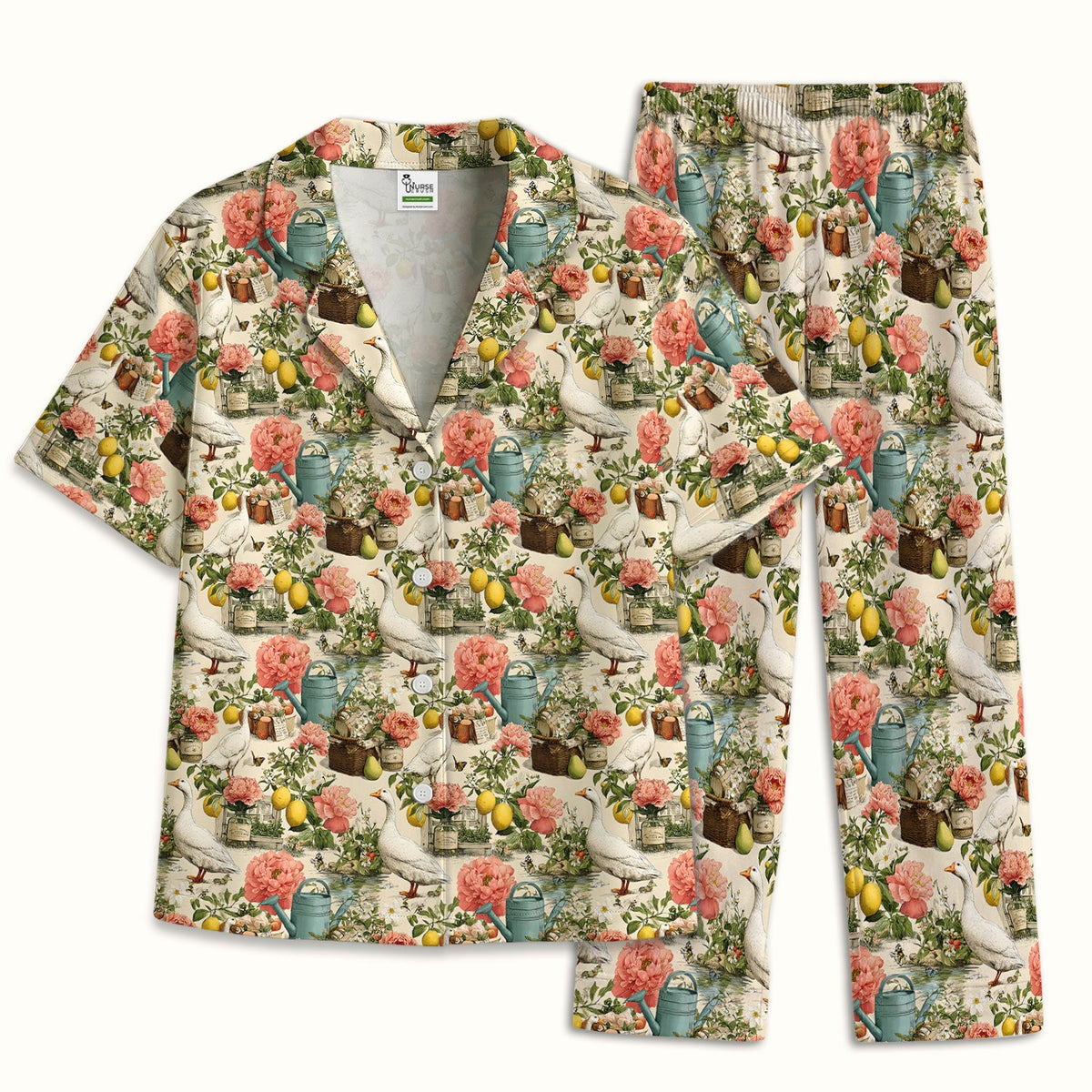Vintage Goose Garden Floral Pajama Set