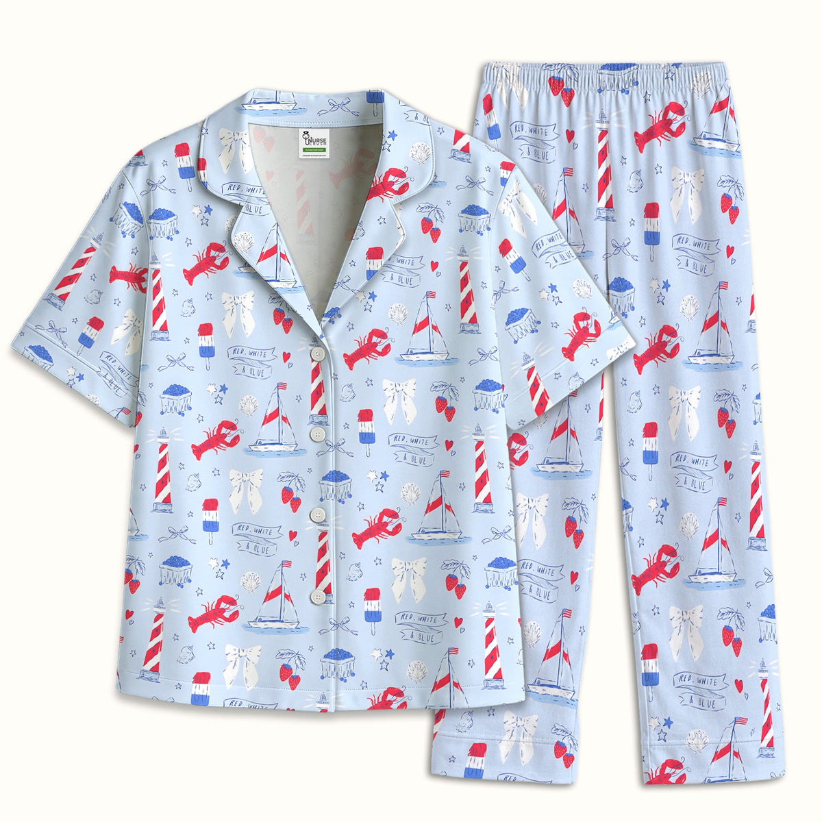 Lobster Lighthouse Sailboat Pajama Set