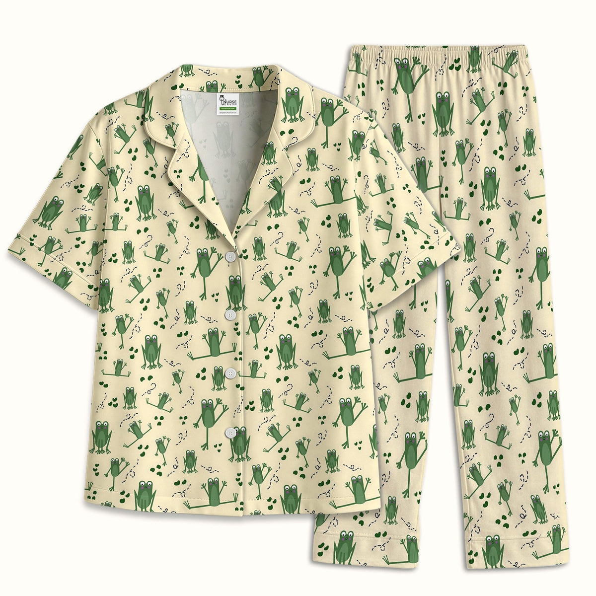 Frog Jumping Footprint Trail Pajama Set