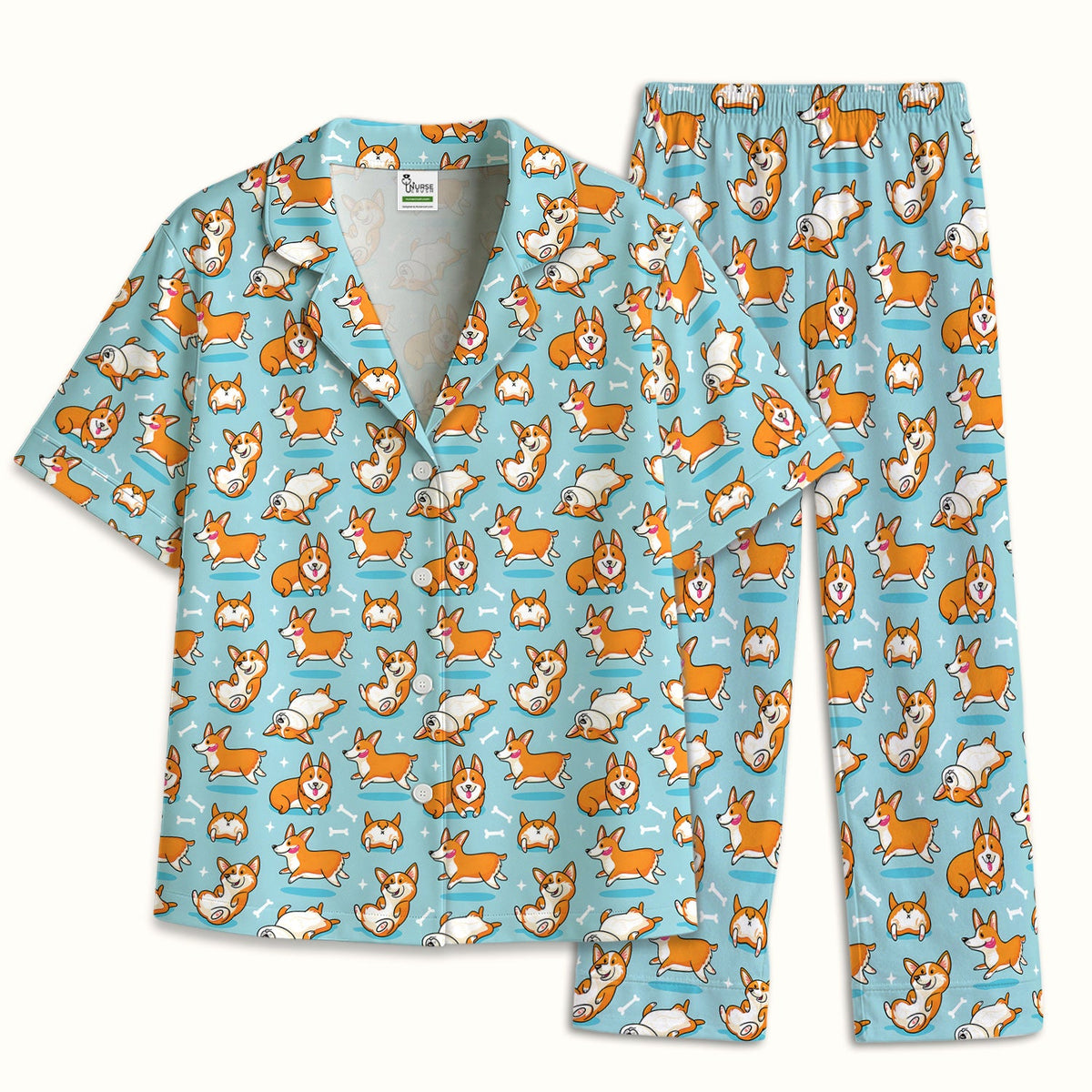 Corgi Dog Rolling Bone Pajama Set