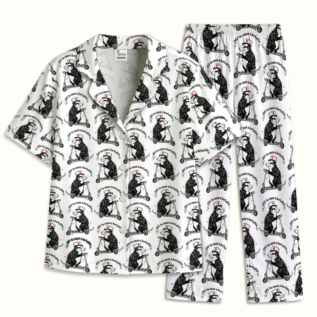 Opossum Riding Scooter Pajama Set