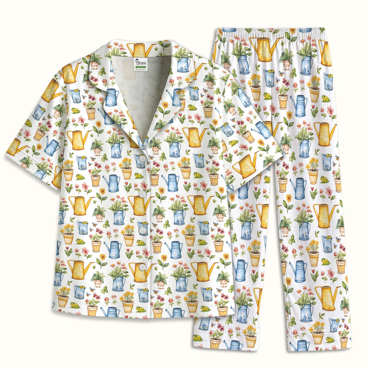 Watering Can Flower Pot Garden Pajama Set