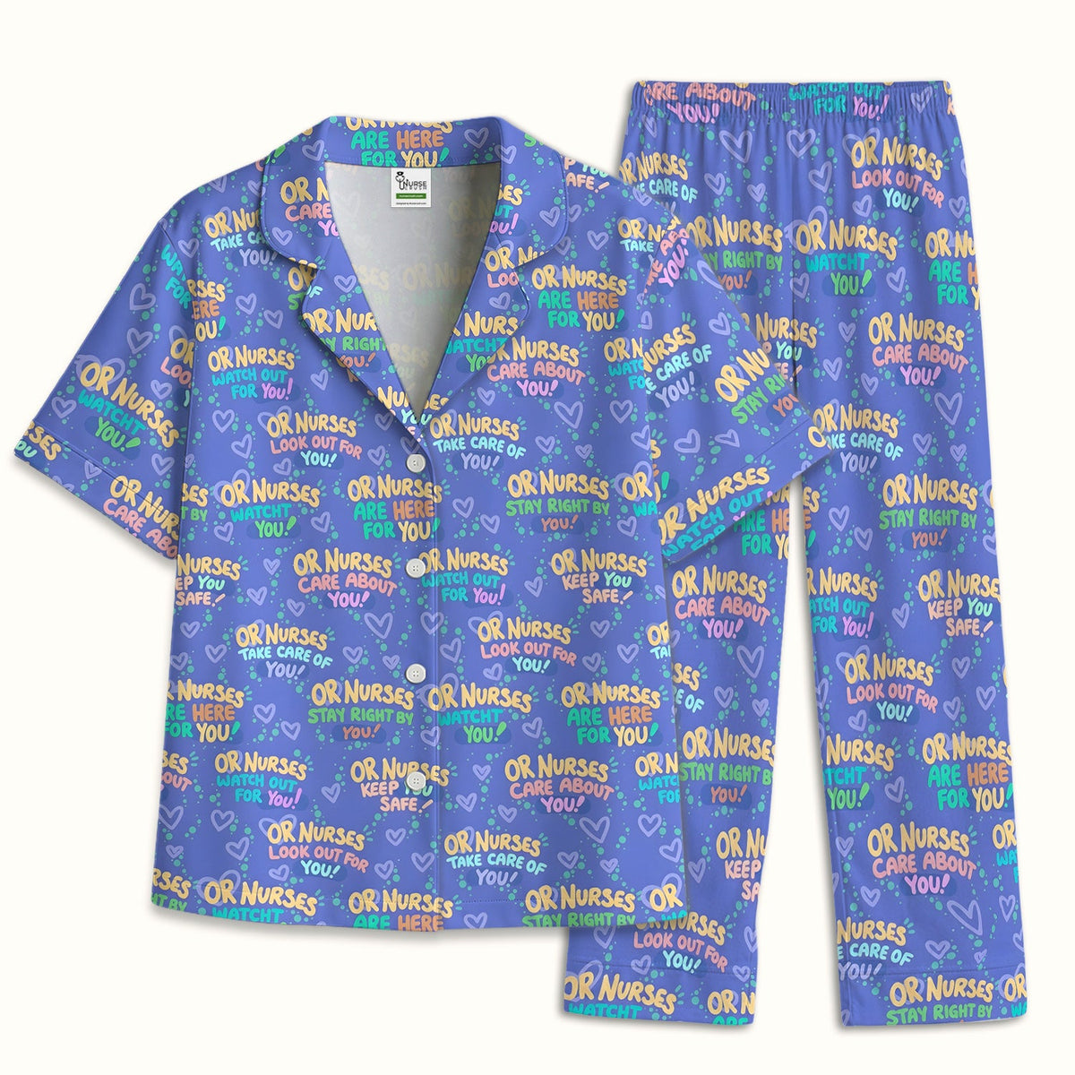 Nurse Quote Care Message Blue Purple Pajama Set
