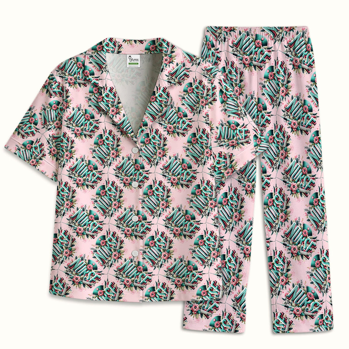 Typography Floral Pajama Set